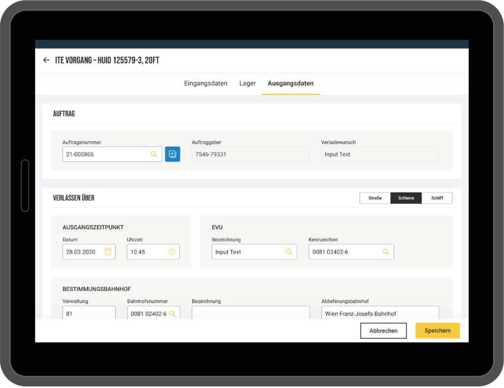 Benutzeroberfläche OutGate von SmartTOS Terminal Operting System auf Tablet